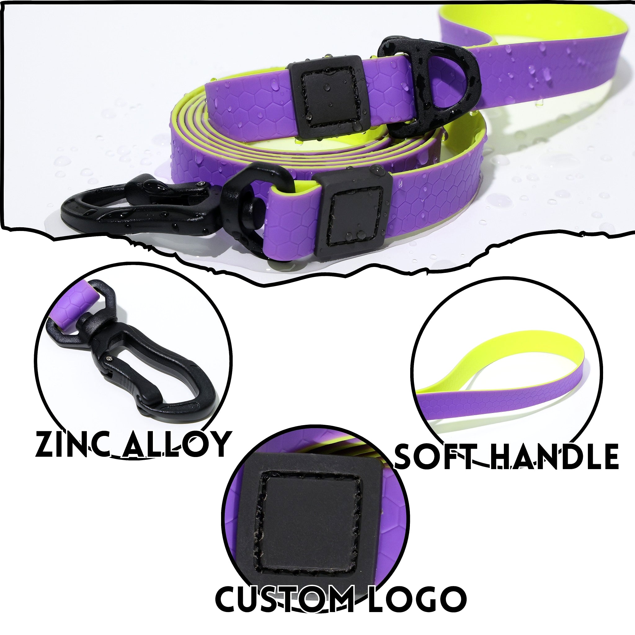 Comfortable grip tactical dog leash with embossed surface