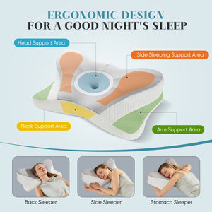 Cooling ergonomic neck pillow made with breathable memory foam
