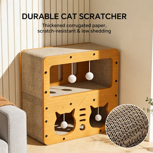 Corrugated cardboard cat scratcher bed for claw care