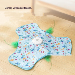Pentagon shape cat teaser toy with mouse squeaky sound