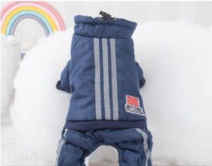 Red sporty puffer jacket for dogs