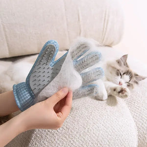 double sided pet grooming mitt for removing loose fur