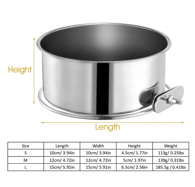 Detachable stainless steel pet food bowl