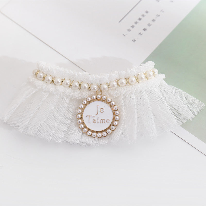 Princess style pearl collar for cats