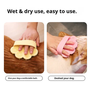 Soft rubber dog bath brush for pet grooming and massage