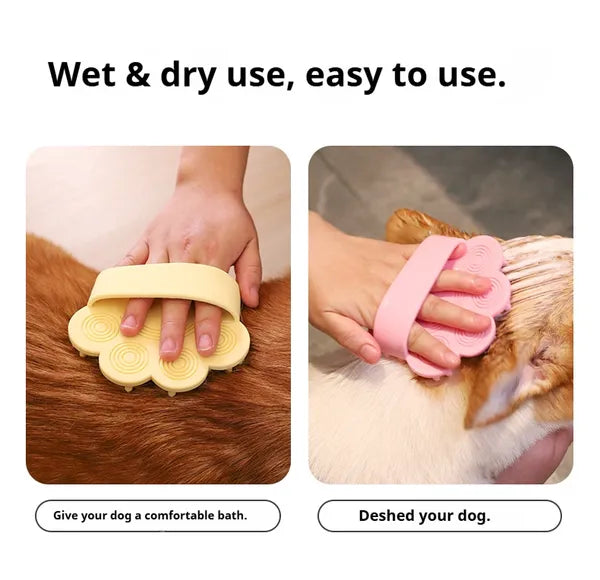 Soft rubber dog bath brush for pet grooming and massage