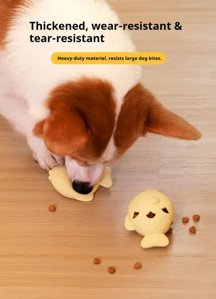 Dog boredom relief toy with treat leakage design