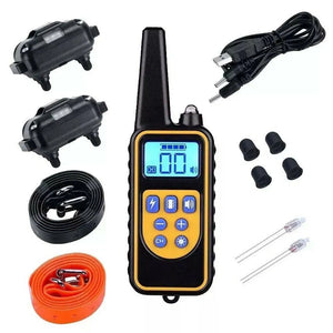 3000FT rechargeable remote dog training collar with waterproof design and multiple training