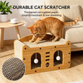 Double door design cat scratcher sofa with teaser balls