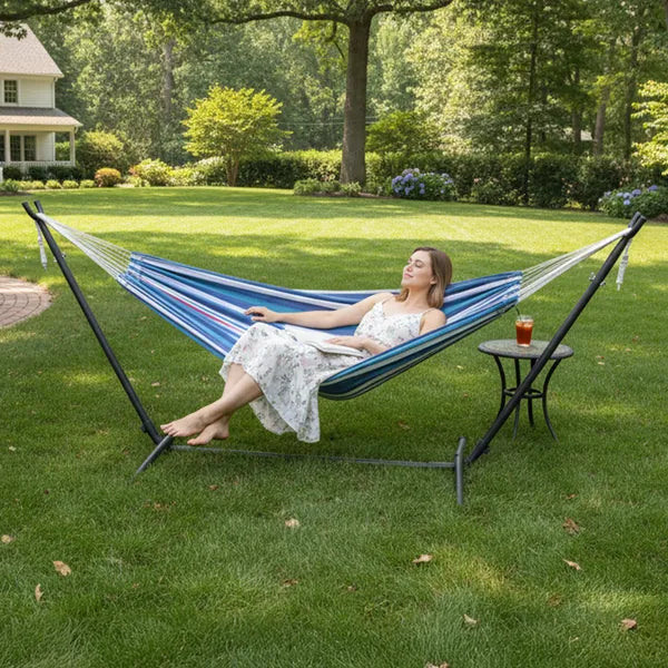 double hammock with stand 2 person indoor outdoor relaxation hammock