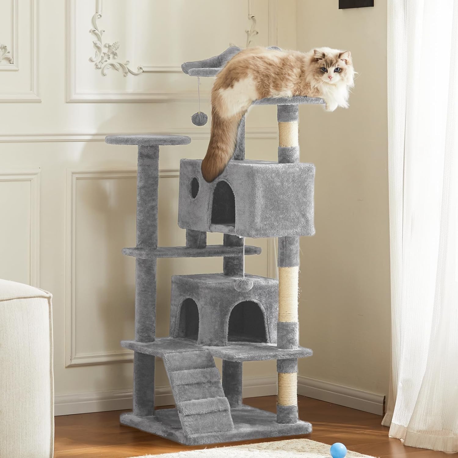cat tower featuring multiple platforms for active cats
