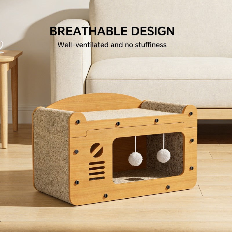 Durable cat scratcher bed for indoor cats