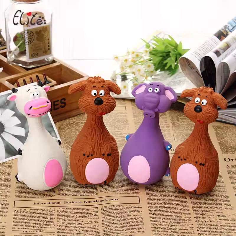 Durable latex puppy chew toy set with sound