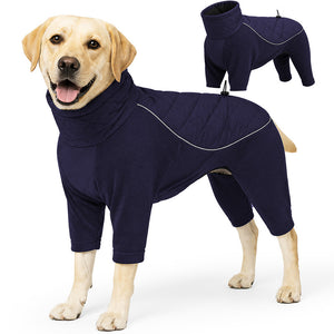 Turquoise high neck fleece dog clothes for cold weather