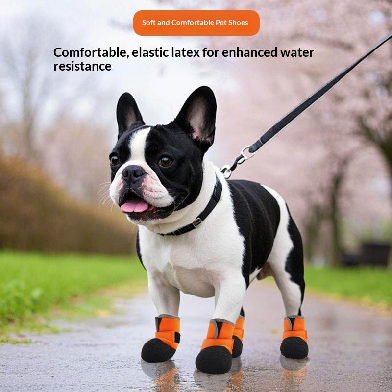 Wear-Resistant Breathable Dog Shoes in Orange with Non-Slip Soles