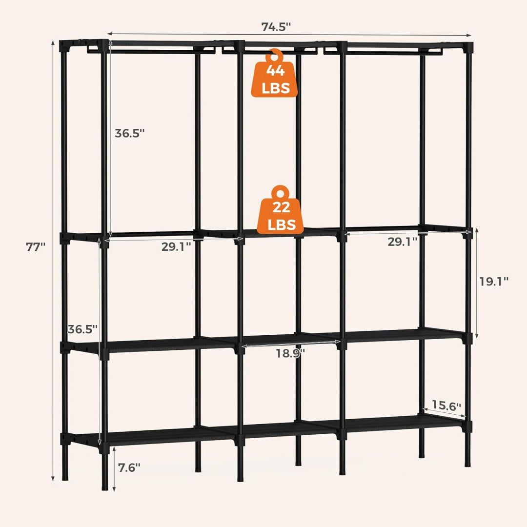 Modern freestanding closet organizer for apartments, bedrooms, and dorm rooms