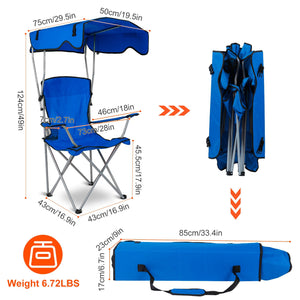 Outdoor canopy chair ideal for camping, fishing, sporting events, picnics, and festivals