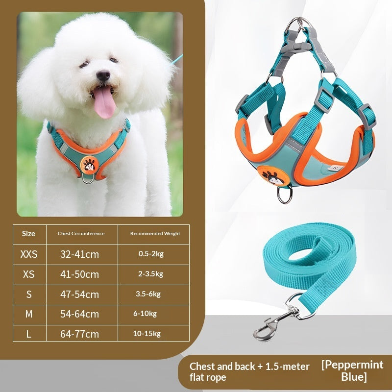 Mint Blue Vest-Style Harness for Small Breed Dogs