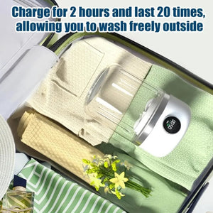 Travel-friendly portable washer with lightweight compact design and USB charging convenience