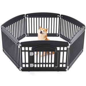 Foldable metal dog exercise pen for indoor and outdoor use