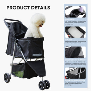 foldable pet stroller easy storage lightweight dog and cat stroller