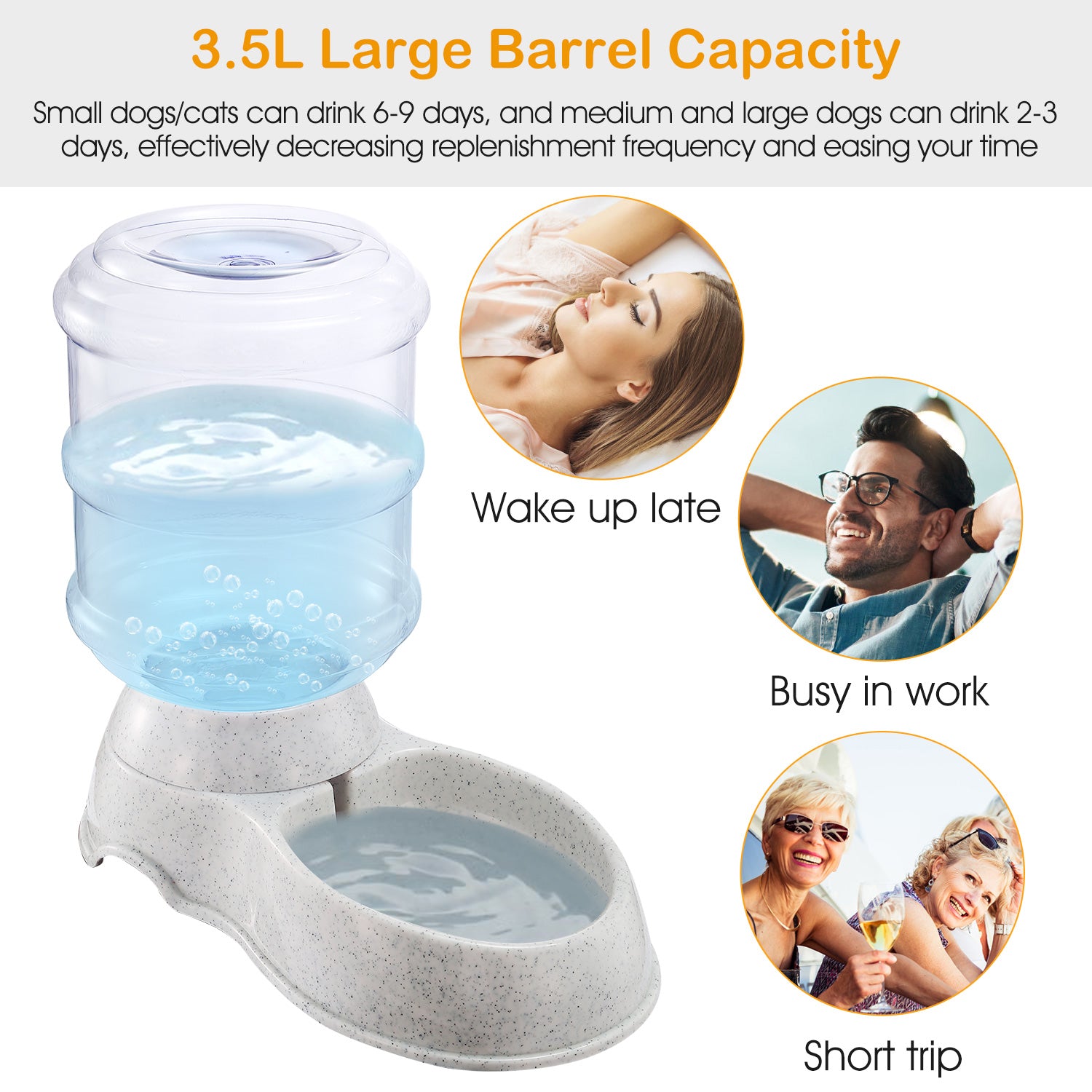 Gravity self dispensing pet water feeder