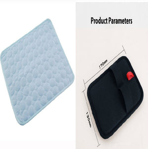 Ice silk cooling pet mat dog paw resting close-up