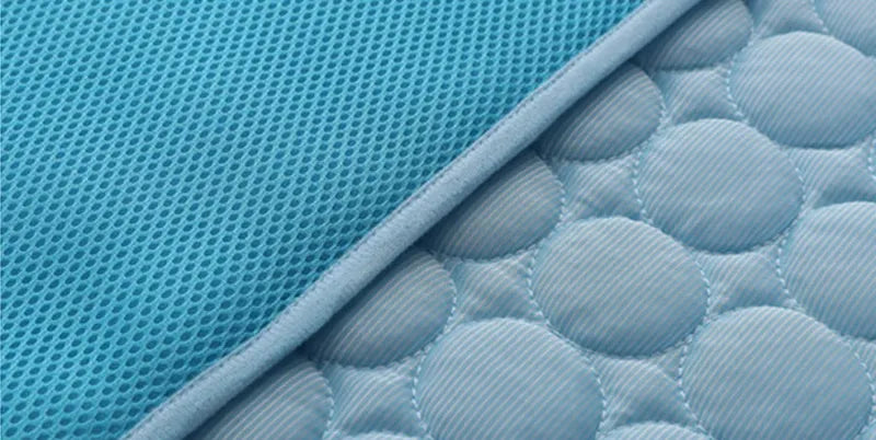 Ice silk cooling pet mat multiple sizes displayed together