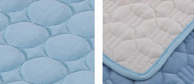 Ice silk cooling pet mat quality assurance close-up