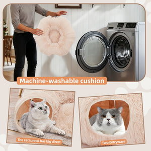 indoor plush cat tunnel bed for kittens and small pets