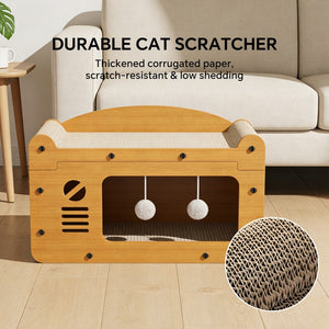Large cat lounging on scratching sofa bed