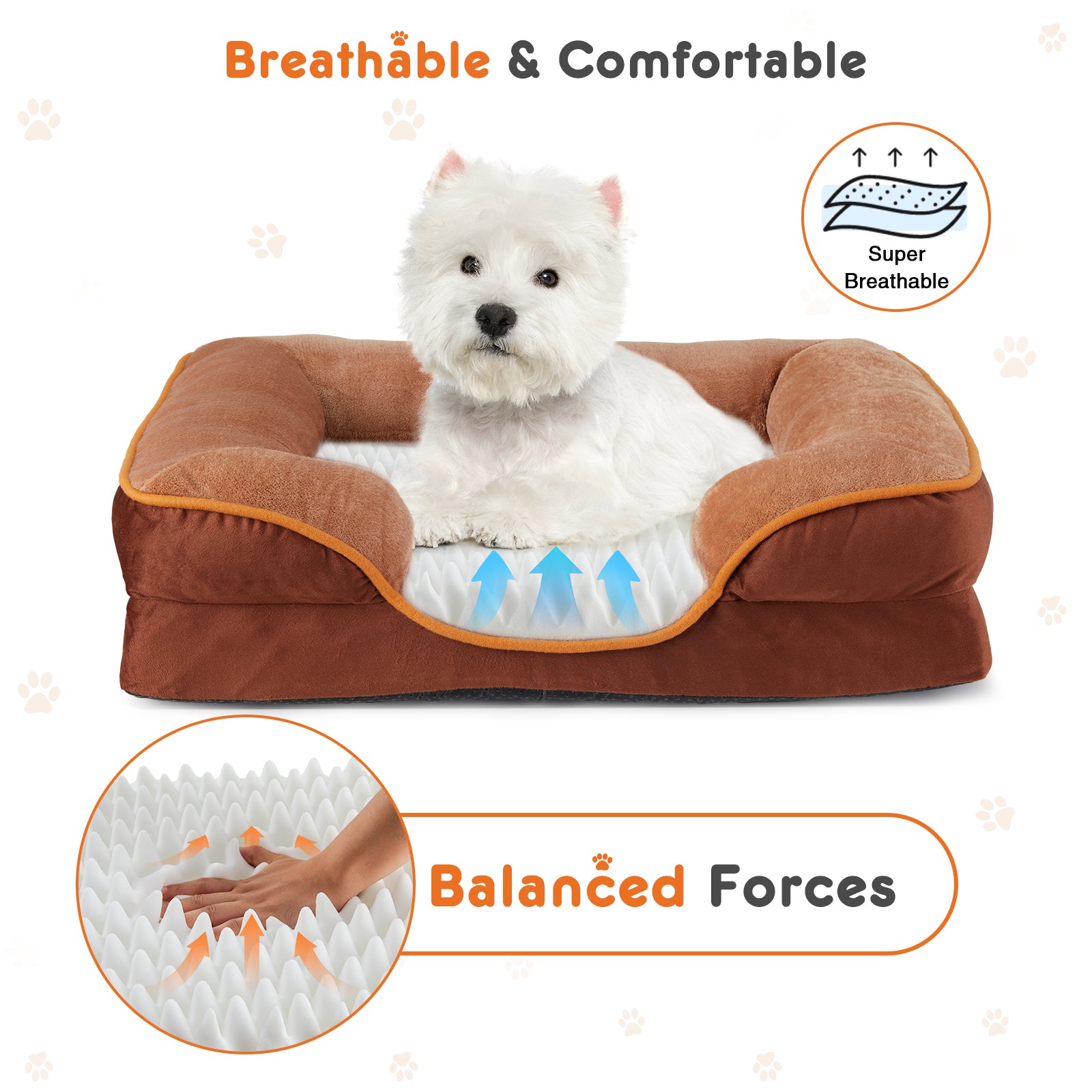 Large breed dog sleeping comfortably on an orthopedic memory foam bed.