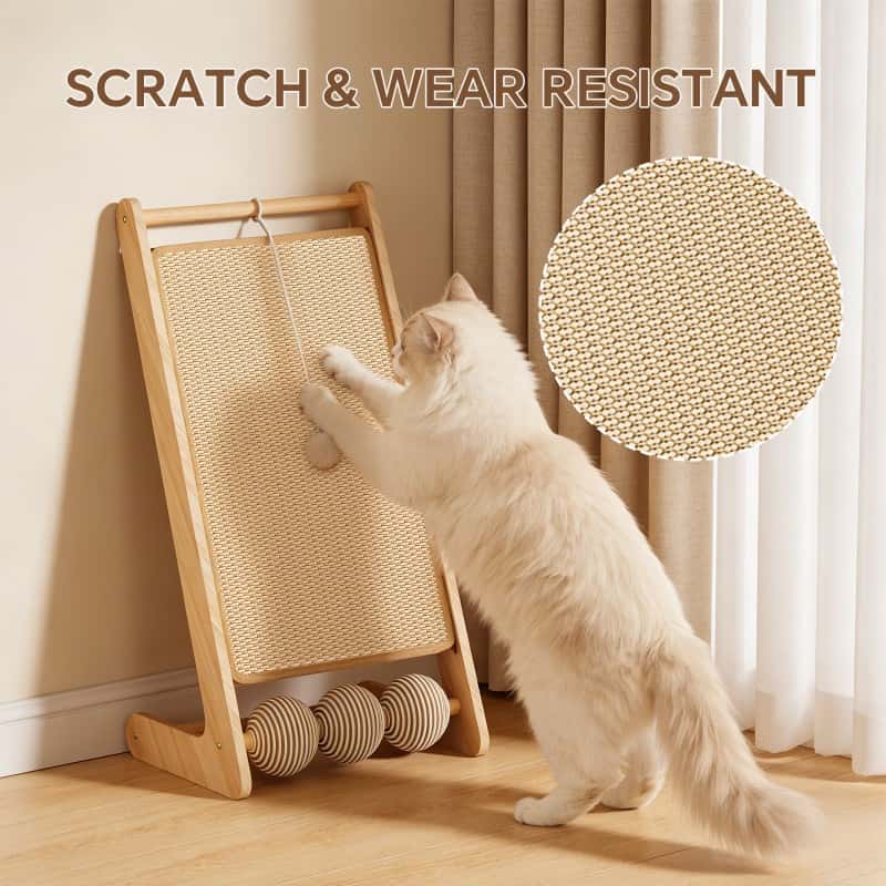 Large vertical sisal cat scratcher with wooden frame