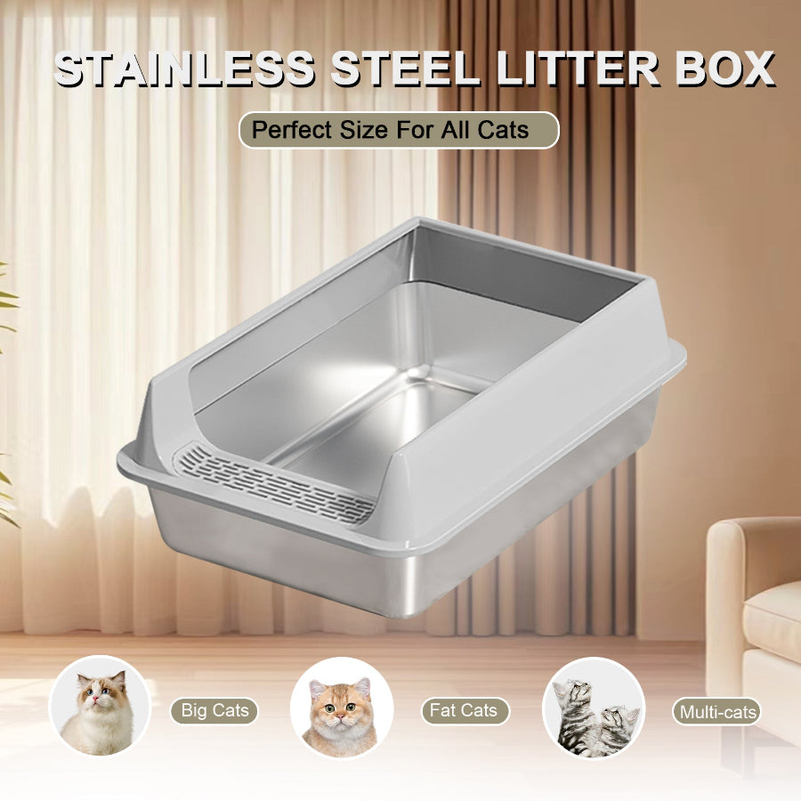 Leak proof stainless steel cat toilet