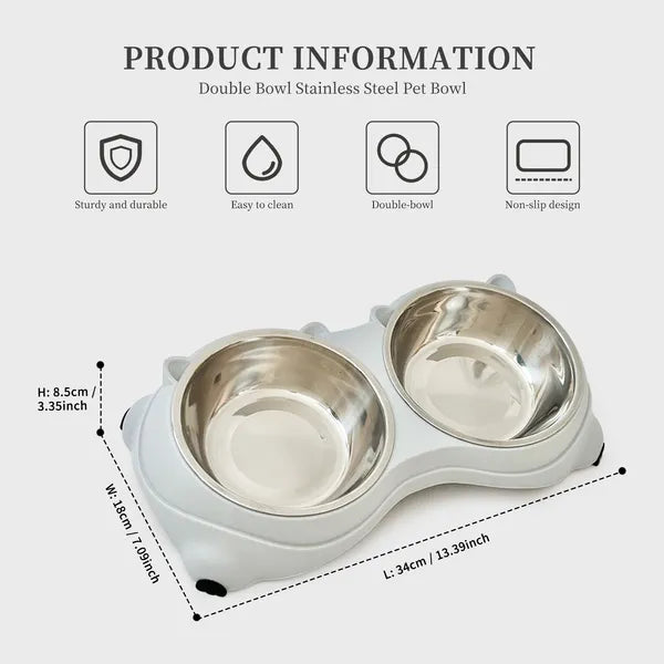 Macaron pink dual stainless steel pet bowls