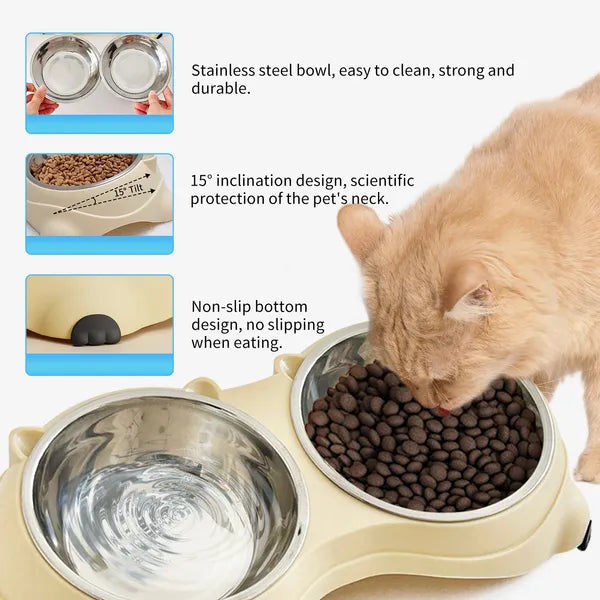Macaron style pet bowls with dual feeding design