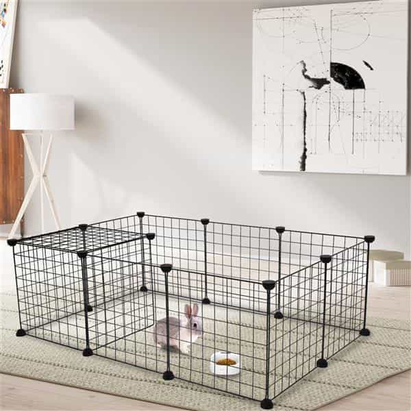 Portable metal pet playpen for small animals