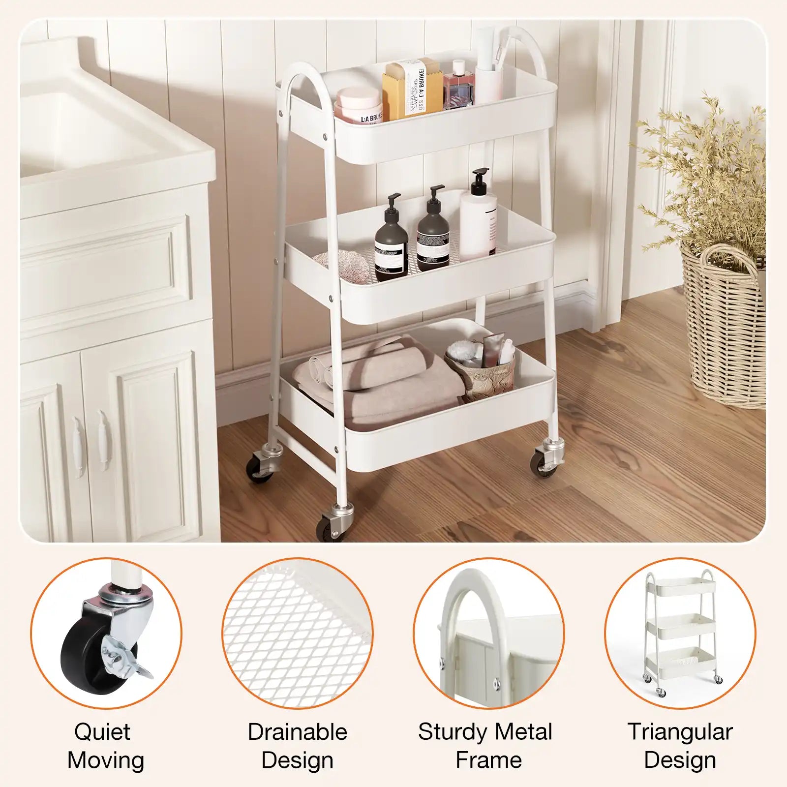 slim storage cart for bathroom toiletries rolling organizer