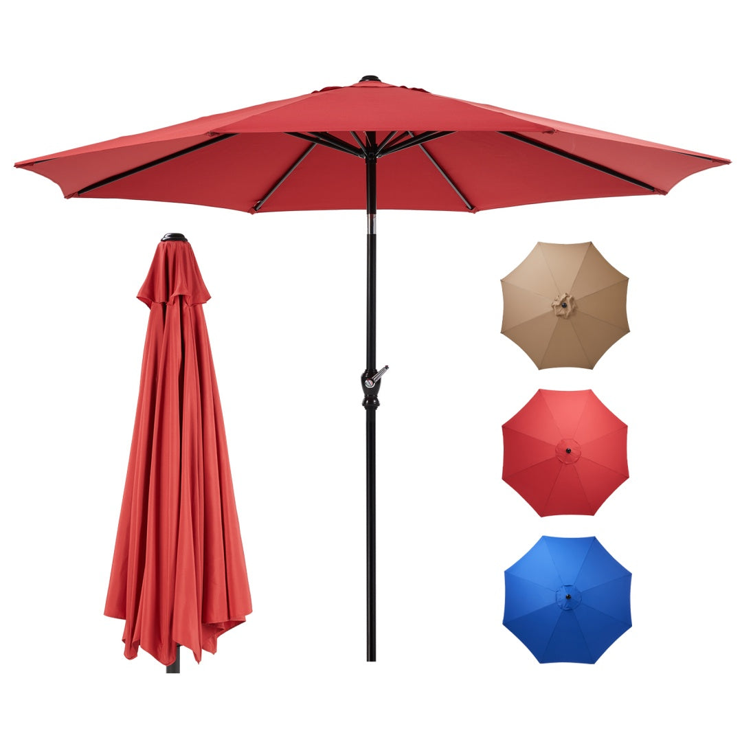 patio umbrella setup with table and chairs garden use