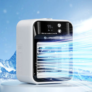 portable USB air conditioner mini air cooler fan for quiet night cooling in bedroom or office use
