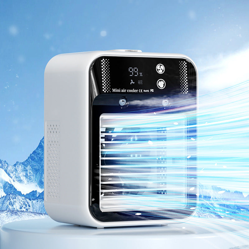 portable USB air conditioner mini air cooler fan for quiet night cooling in bedroom or office use