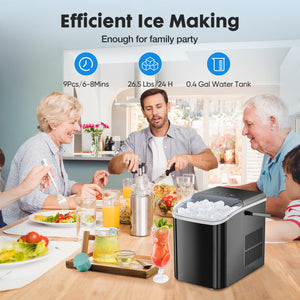 Portable ice machine producing bullet shaped ice in 6 minutes