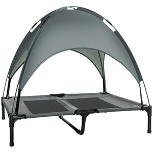 Portable foldable pet bed with UV canopy