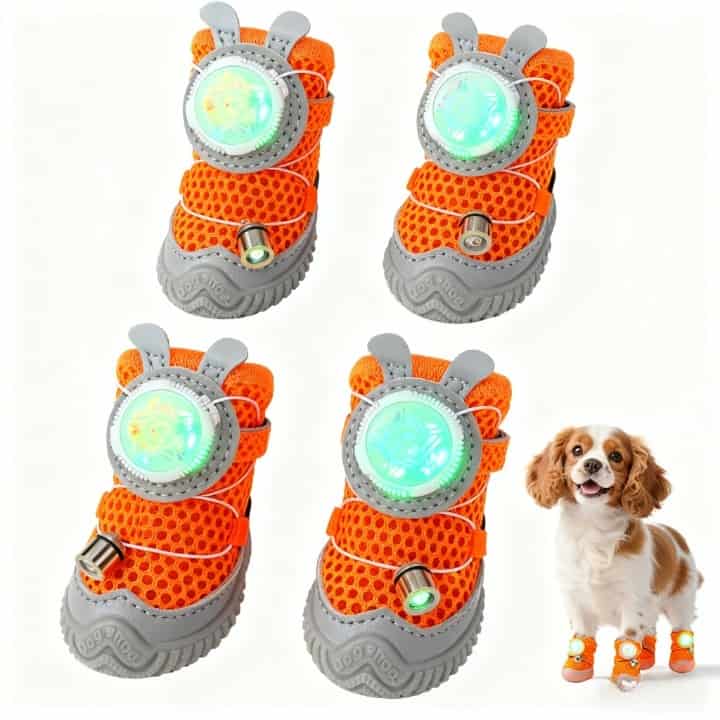 Durable LED dog paw shoes for outdoor protection