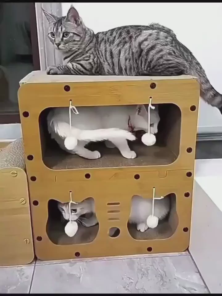 Multifunctional Cat Scratcher Nest – Double Layer Cat House With Toy