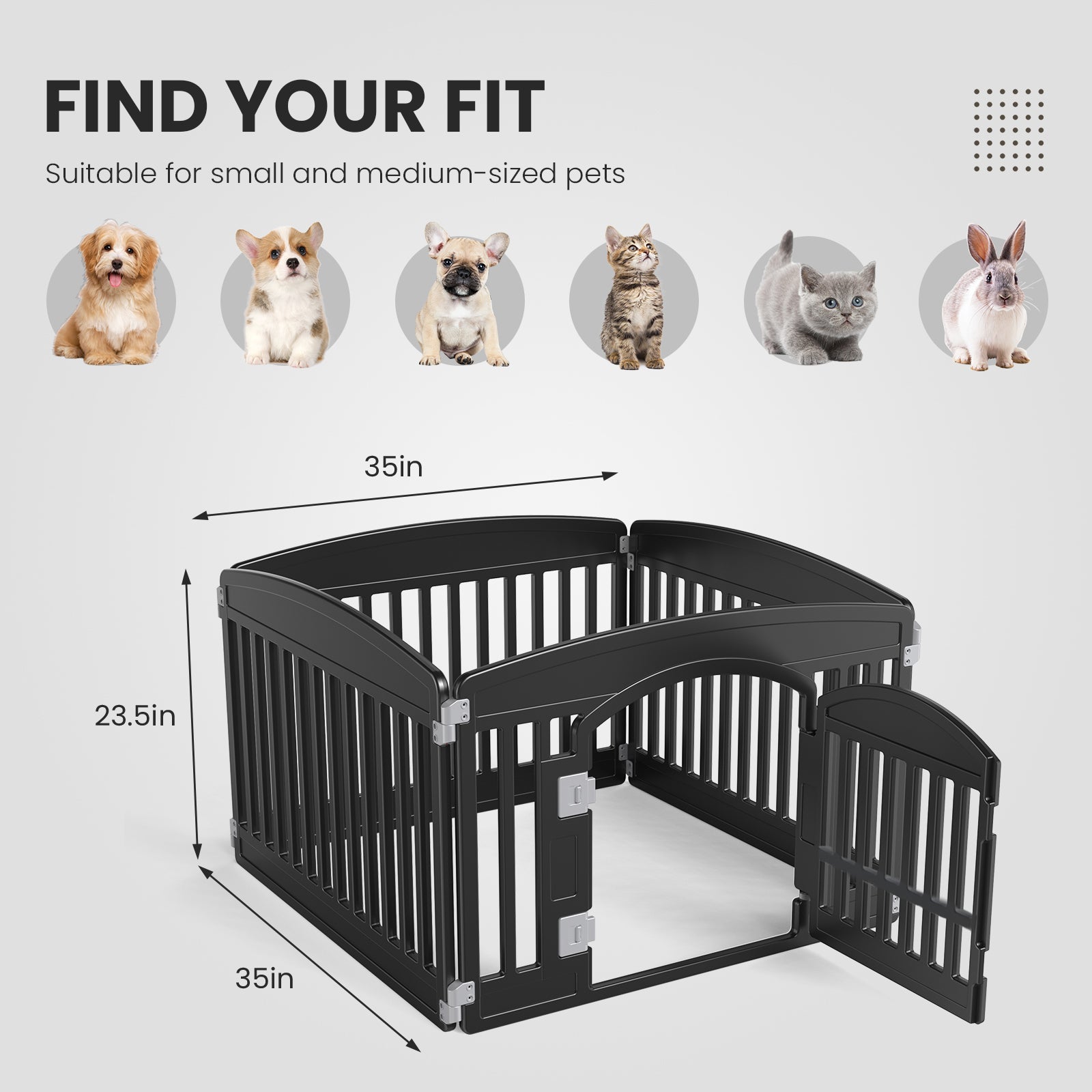 Puppy enjoying safe play area inside dog pen
