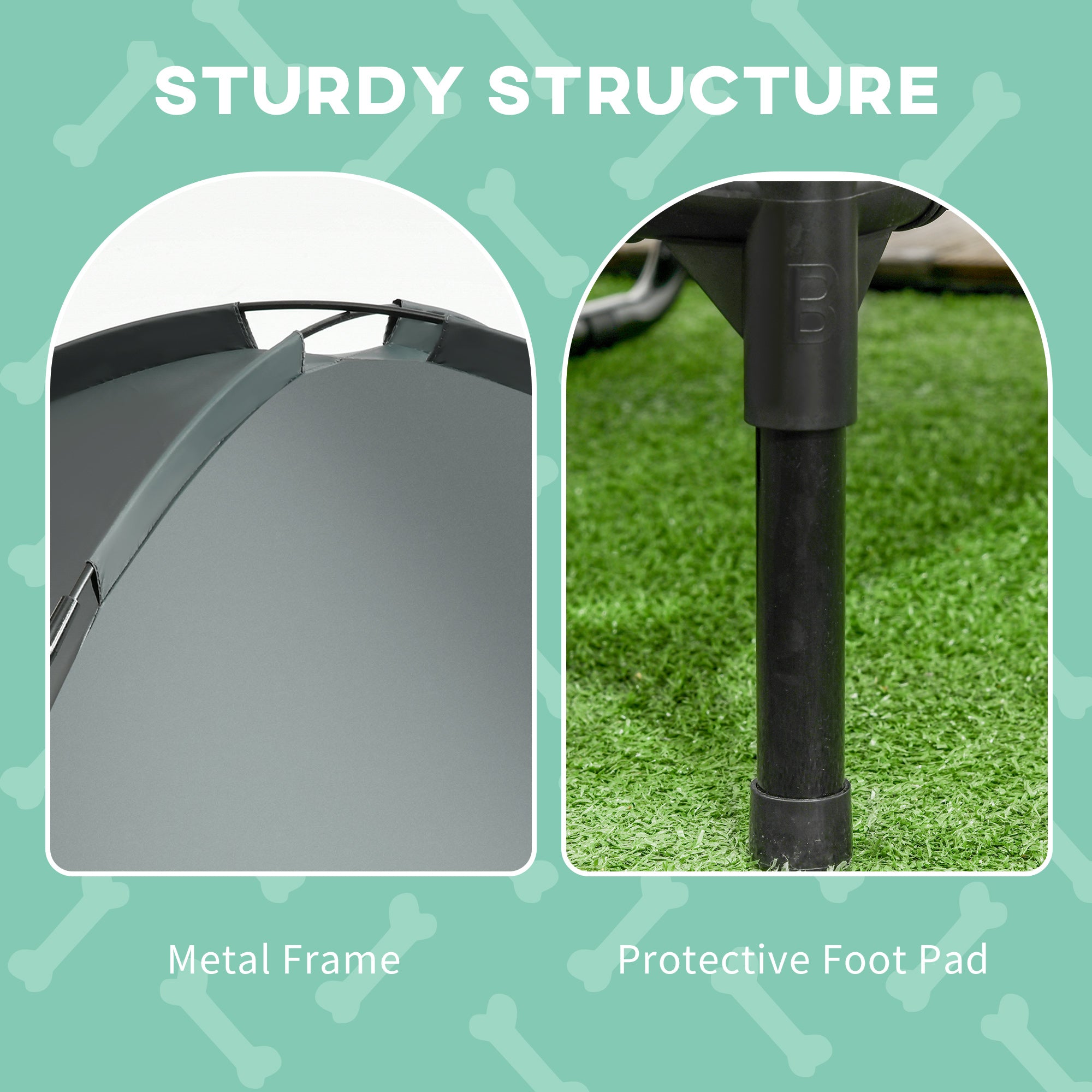 Raised outdoor dog cot with breathable mesh