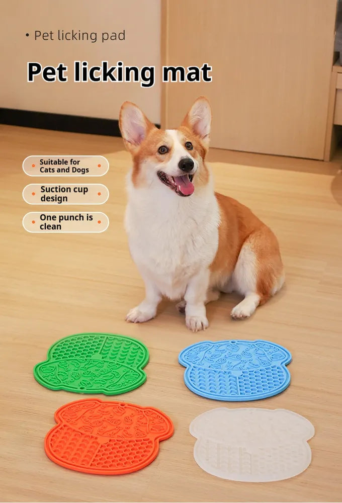 Reusable pet lick mat for snacks and treats