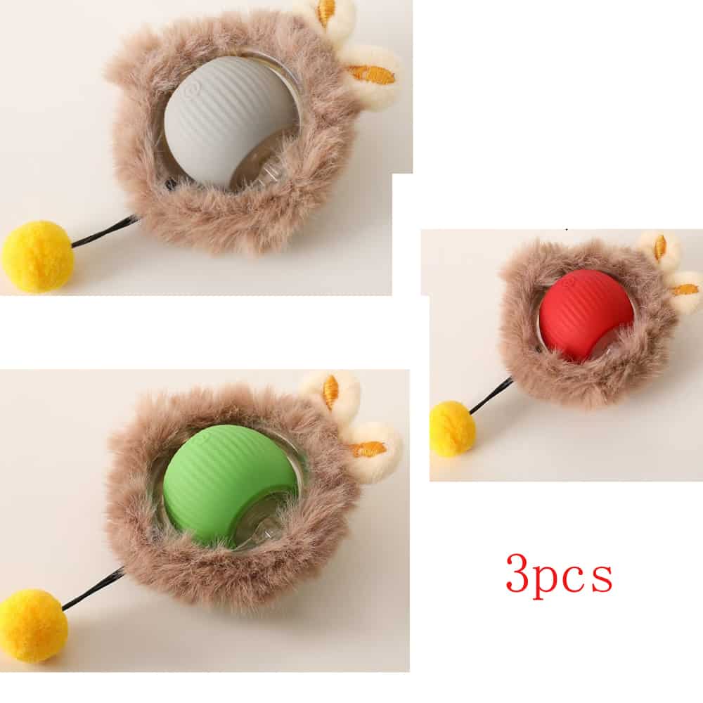 Interactive self rotating cat ball toy