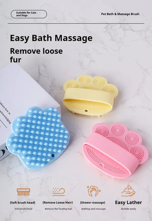 Pet shampoo massage brush for bath time cleaning